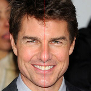 Tom Cruise portrain with a red midline